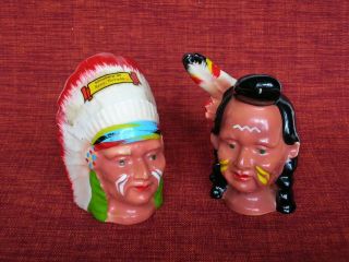 Victoria Ceramics Native American Indian Head Salt And Pepper Shakers,  Japan