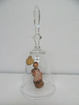 Dolfi Glass Bell With Girl Figurine Lead Crystal