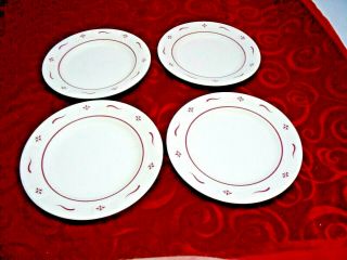 4 Longaberger Usa Pottery Woven Traditions Bread & Butter Plates Weave Red Usa