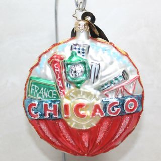 Christopher Radko Chicago 2008 Glass Ornament,  (sl 01581)
