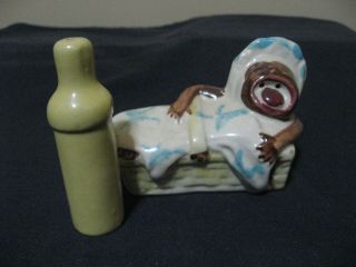 Vintage Black Americana Go With Baby Boy And Bottle Salt And Peppers Shakers