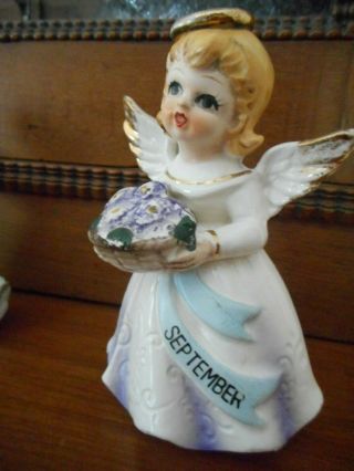 Vintage Nippon Yoko Boeki Japan Ceramic September Birthday Girl Angel Figurine