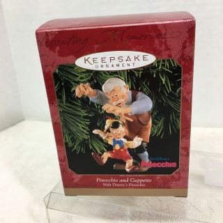 1999 Pinocchio And Geppetto Hallmark Christmas Tree Ornament Mib Price Tag H4