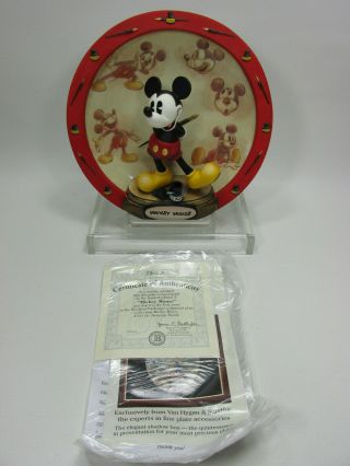 Mickey Mouse Bradford Exchange 3 - D Plate Plaque From The Drawing Board 1998 1st