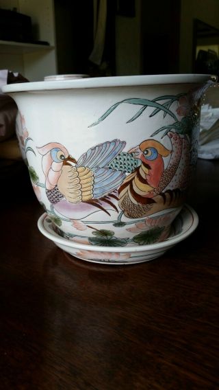 Vintage Heygill Dynasty Chinese Ceramic Hand Painted Planter,  Flower Pot