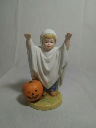 Vintage 1985 Homco Debbie Ghost Halloween Figure 1516 " Denim Days "