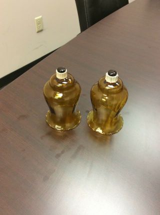 Home Interior/ Homco Set Of 2 Amber Votive Cups / Candle Holders