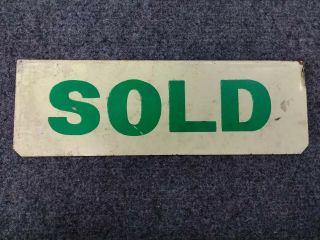 Vintage Folded 2 Sided Tin Litho Sign In Green 4x12 " Distressed