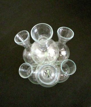 GLASS CLUSTER CENTERPIECE BUD 2 TIER CLEAR FLOWER FROG BUD MINI VASES 7 2