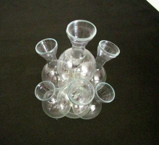 GLASS CLUSTER CENTERPIECE BUD 2 TIER CLEAR FLOWER FROG BUD MINI VASES 7 3