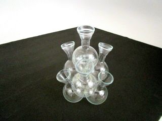 GLASS CLUSTER CENTERPIECE BUD 2 TIER CLEAR FLOWER FROG BUD MINI VASES 7 4