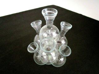 GLASS CLUSTER CENTERPIECE BUD 2 TIER CLEAR FLOWER FROG BUD MINI VASES 7 5