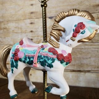 Vintage Ceramic Carousel Horse Music Box Plays The Impossible Dream