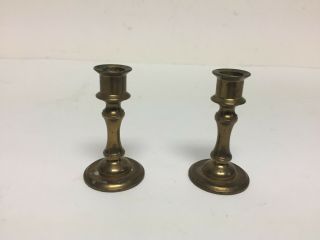 2 Miniature 2 - 3/8 " Brass Candlestick Holders Denmark