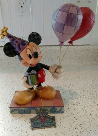 " Cheerful Celebration " Disney Jim Shore Birthday Mickey Mouse 4013255 Euc W/ Tag