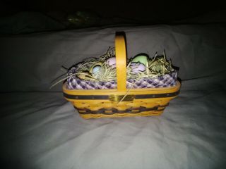 2003 Longaberger Collectors Club Jw Mini Easter Basket Combo W/grass And Eggs
