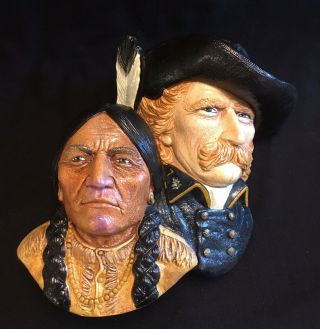 Bossons Chalkware Head Sitting Bull And George Custer 1989 Limited Edition
