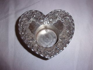Brighton Silver Plated Rose Flower Heart Candle Holder Embossed 3.  5 "
