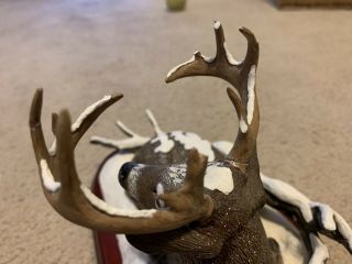 The Danbury WINTER STAG Bob Travers LARGE White - Tail Deer Figurine & Base 6