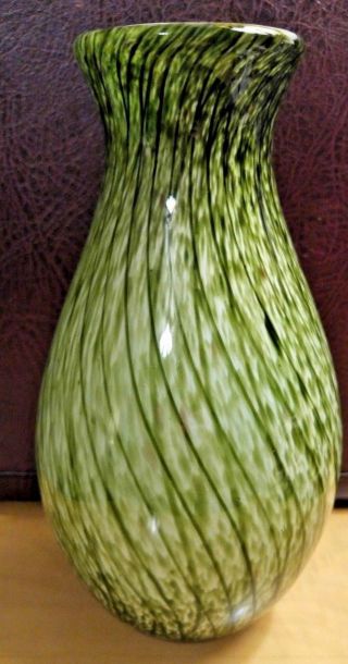 Vintage Art Glass Vase From Gorgeous Designs - Over 4 Pounds - Green Color