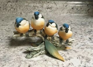 House Of Goebel 4 Blue Birds On Branch Figurine Made In Italy Adorable