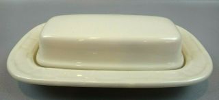 Longaberger Pottery Woven Traditions Ivory Covered Butter Dish