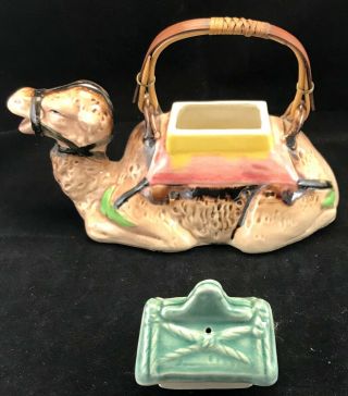 Vintage 1950s Hand Painted Ceramic Resting Camel Teapot 8 " Long Made In Japan