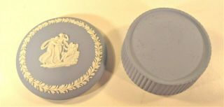 Vintage Blue Round Jasperware Wedgwood Trinket Box 3