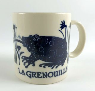 La Grenouille Coffee Mug Cobalt Blue Frog Taylor Ng 1978 San Francisco Dragonfly