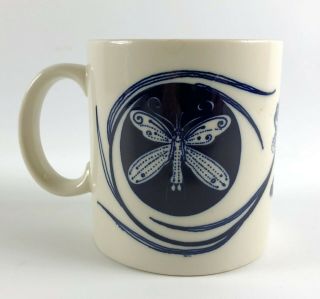 LA GRENOUILLE Coffee Mug Cobalt Blue Frog Taylor Ng 1978 San Francisco Dragonfly 4