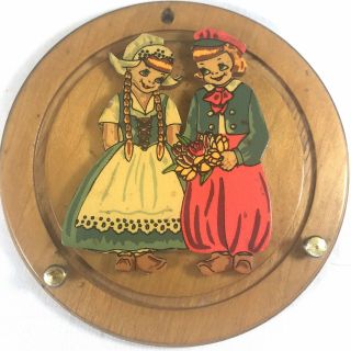 Vintage Wood Wooden Key Hot Pad Pot Holder Wall Hanging Plaques Dutch Folk Art