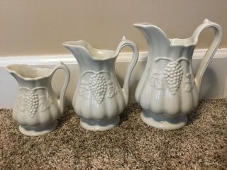 Vintage Red - Cliff Ironstone Grapevine Pitcher Set Of 3