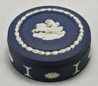 Wedgewood Jasperware Cobalt Blue Round Trinket Box With Lid 73