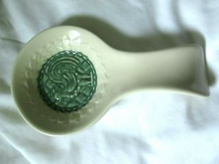 Longaberger Pottery Green Rooster Spoon Rest Stoneware Made In U.  S.  A.