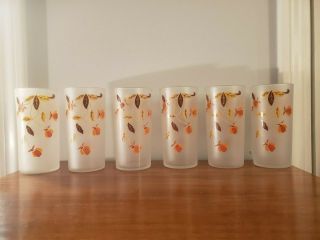 Libby Autumn Leaf Jewel Tea Frosted Glass Tumblers