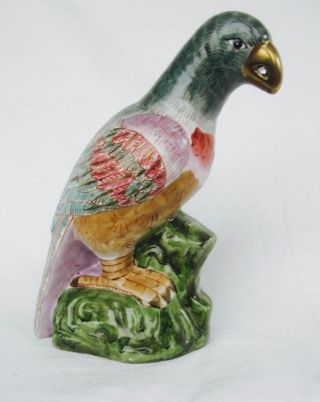 Parrot Ceramic Bird Andrea By Sadek Victoria Morland Tree Of Life Green Gold 9 "