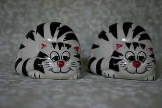 Black & White Striped Cat/kitten Salt & Pepper Shakers