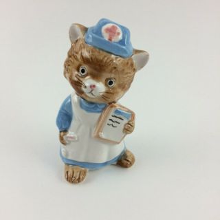Cat Kitty Nurse Figurine Vintage Made In Japan Painted Hospital Ceramic