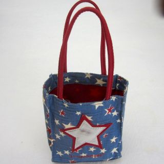 Longaberger American Starburst Silver Star On Front Mini Tote Purse Gift Bag