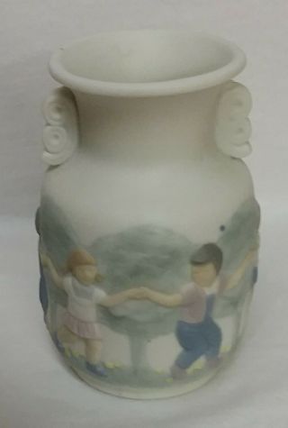 Lladro Miniature Daisa Vase Children Playing Scene Small Porcelain Vase Spain 2