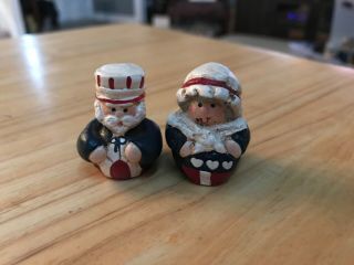 Set Of 2 Patriotic American Betsy Ross & Uncle Sam 1” Miniature Figurines Euc