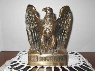 Vintage Bald Eagle E.  Pluribus Unum Brass Book End " Heavy "