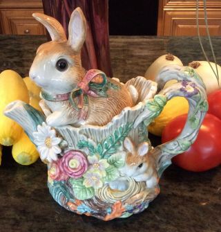 Fitz And Floyd Woodland Spring Rabbit Teapot