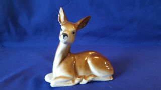 Vintage Porcelain Deer Figurine,  Ceramic Handpainted 7779 Denmark Krusaa Foreign