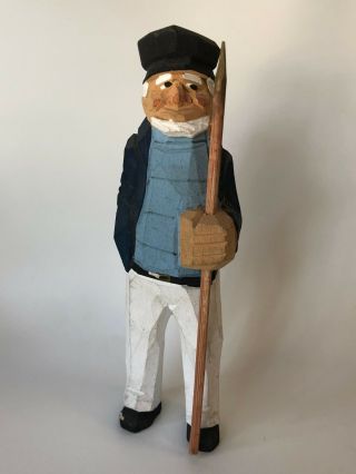 Hand Carved Painted 7.  5 Fisherman Spear Sailor Pirate Captain Skipper Sea Man