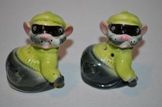Vintage Anthropomorphic Mice Wearing Vest Salt And Pepper Shakers Mouse