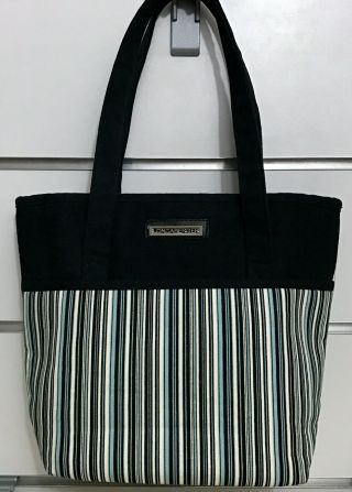 Longaberger Homestead Black And Blue Stripe Tote Bag