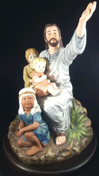 Masterpiece By Homco W Base Jesus Children Large Home Interiors Porcelain Christ