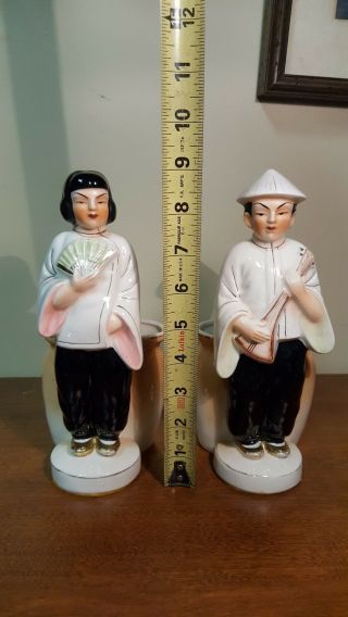 Vintage Asian Man Lady Planter Figurine