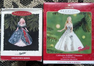 2 Hallmark Barbie Ornaments - 1995 3 And Special 2001 Celebration 2 In Series